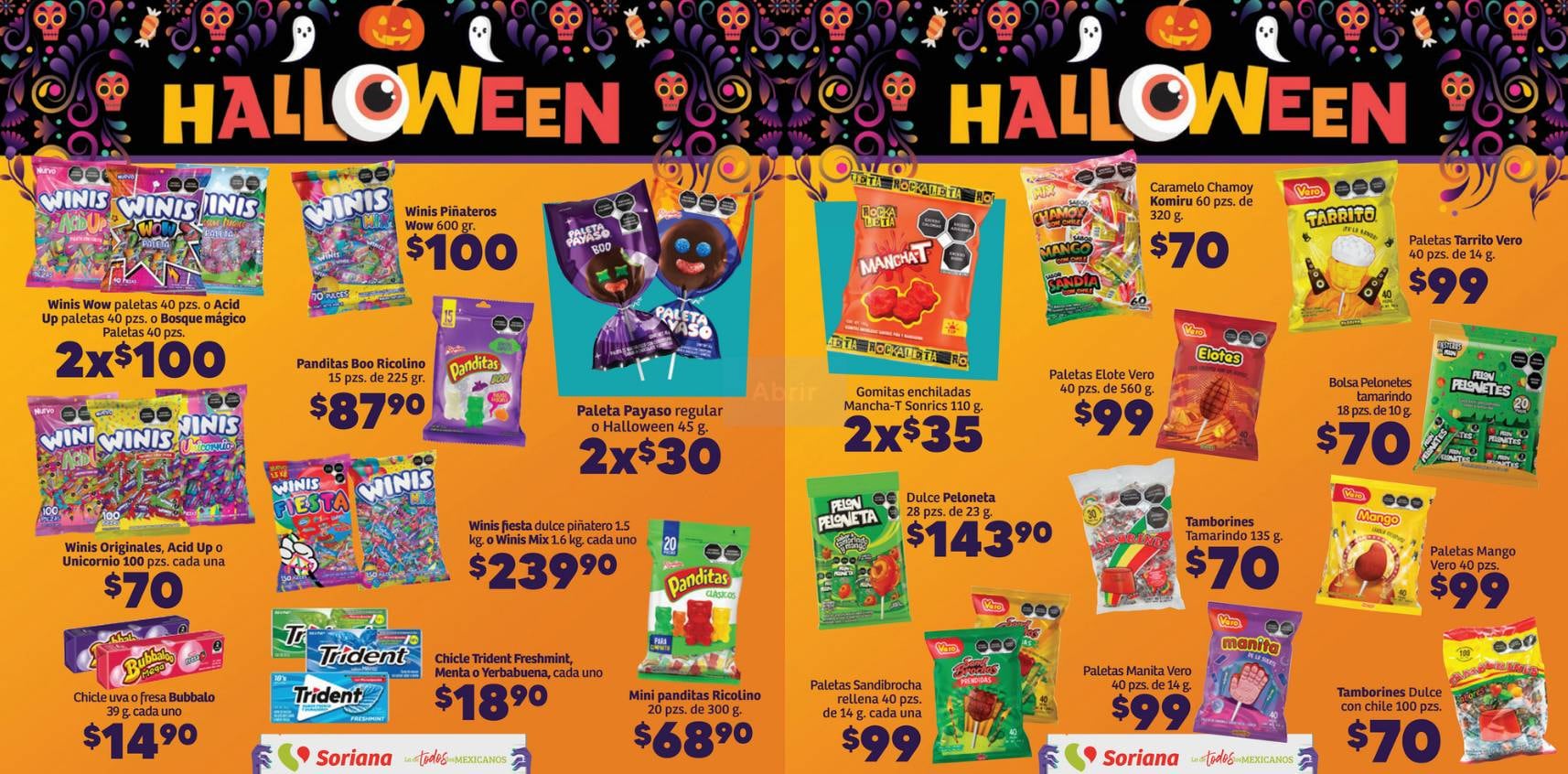 Ofertas de dulces en Soriana para Halloween y Día de Muertos
