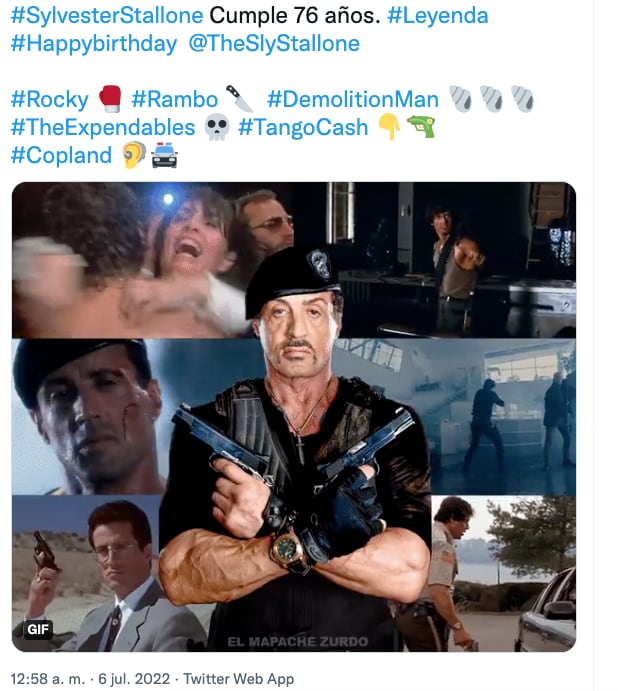 Felicitan a Sylvester Stallone en su cumpleaños