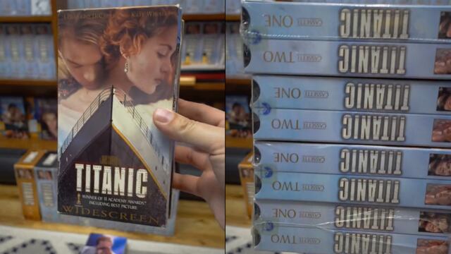 Junta más de mil 500 copias de copias en VHS de la película Titanic y el fan obsesionado asegura conseguir más en el futuro