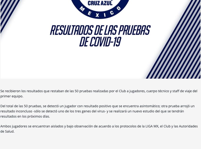 Comunicado Cruz Azul