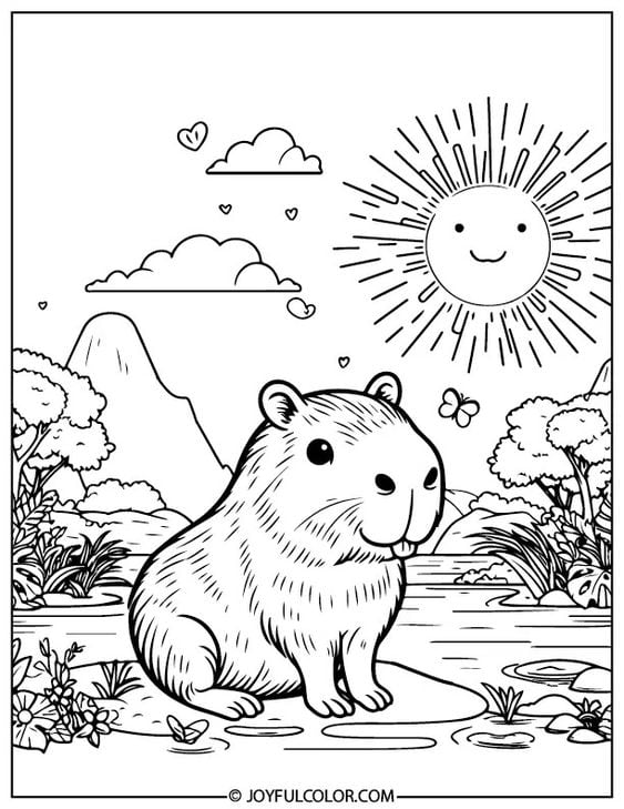 Dibujos de capibara para colorear e imprimir