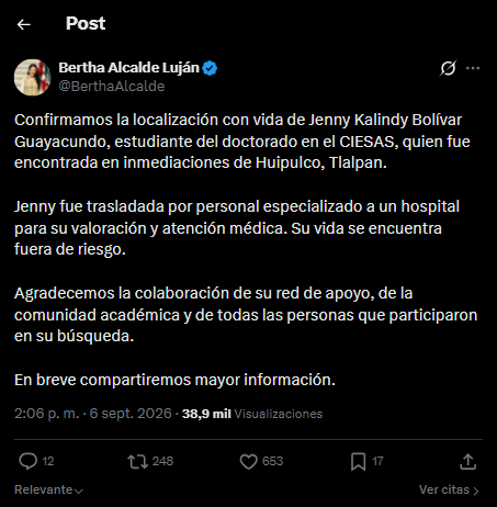 Bertha Alcalde Luján en X