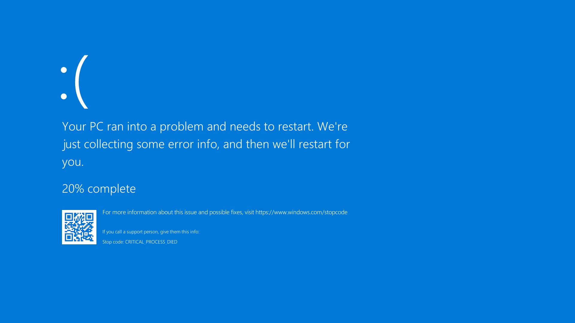Pantalla azul de la muerte "Windows"