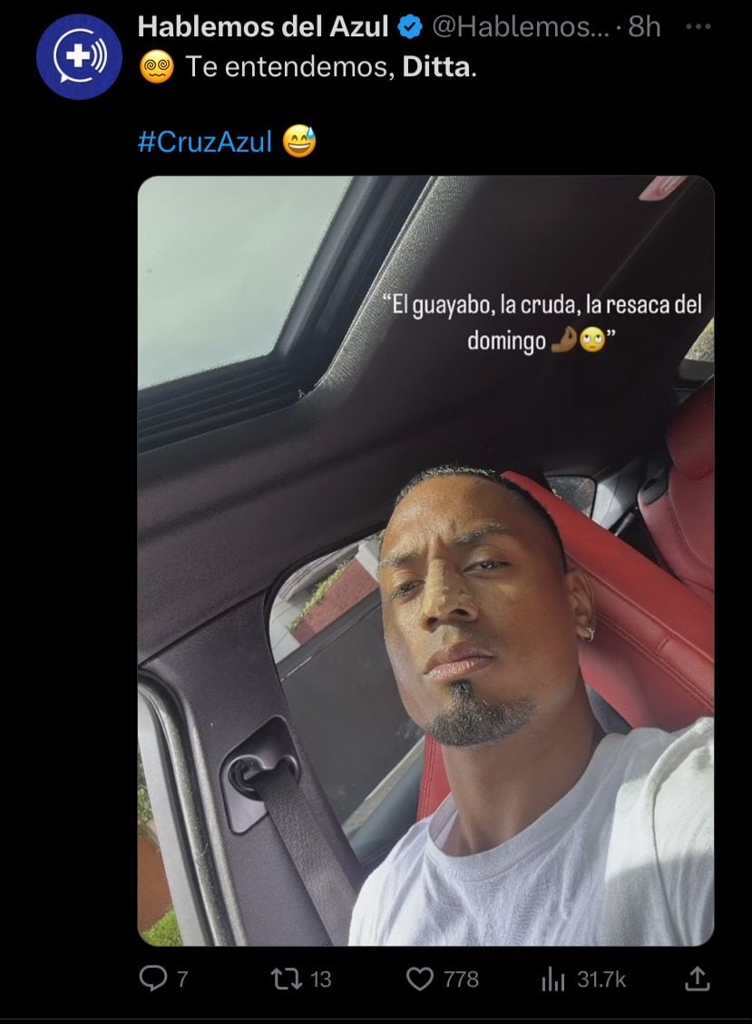 Willer Ditta presumió su "resaca del domingo" a través de redes sociales.