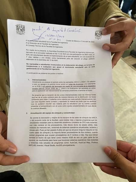 Paro en Facultad de Ingeniería de la UNAM: suspenden clases a nivel licenciatura hasta el viernes 21 de abril