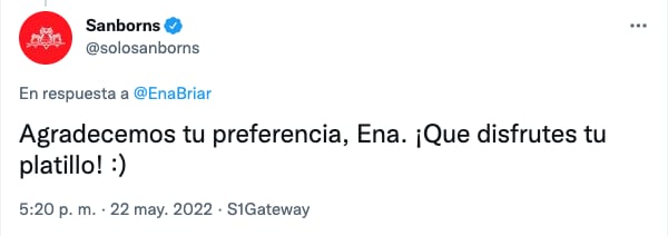 Respuesta de Sanborns a reclamo