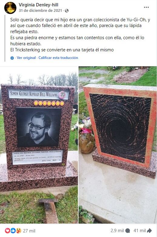 ¿Carta de Yu-Gi-Oh!? Una madre diseñó así la tumba de su hijo fan