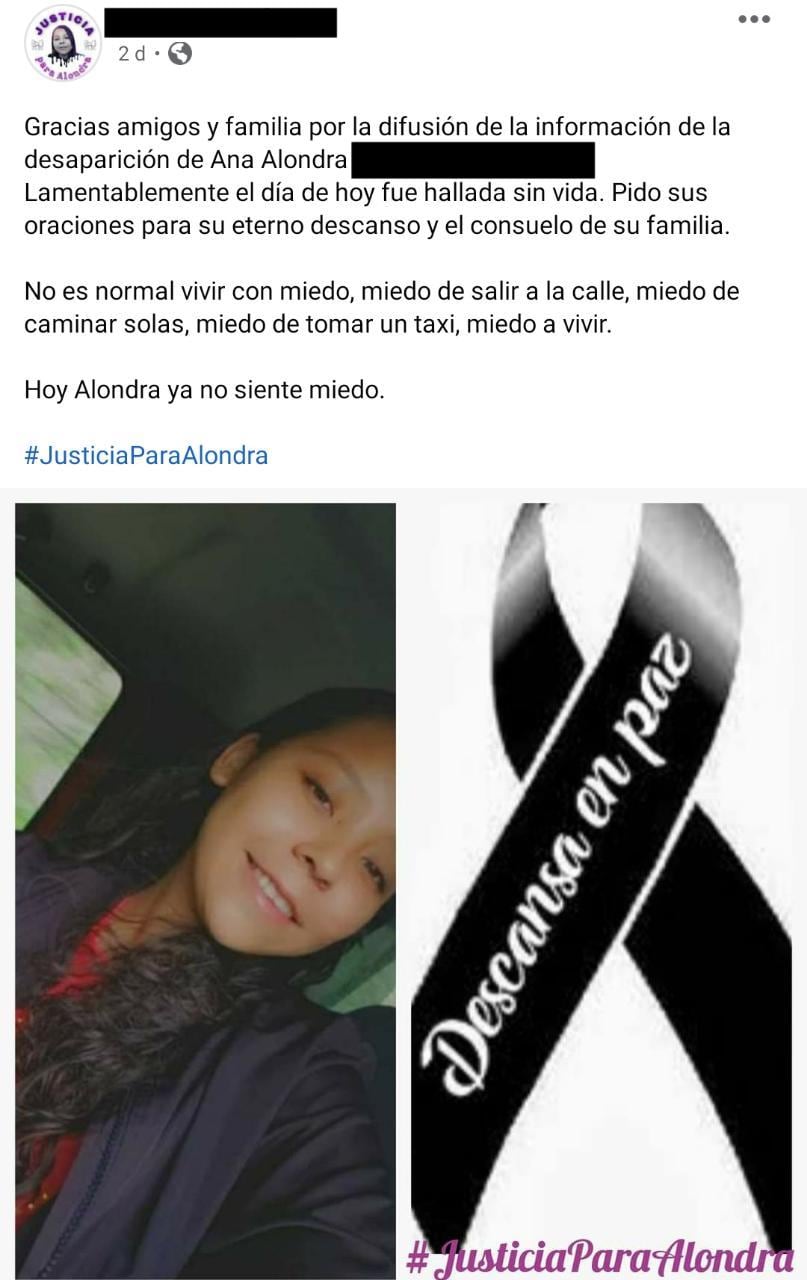 Publicación en Facebook