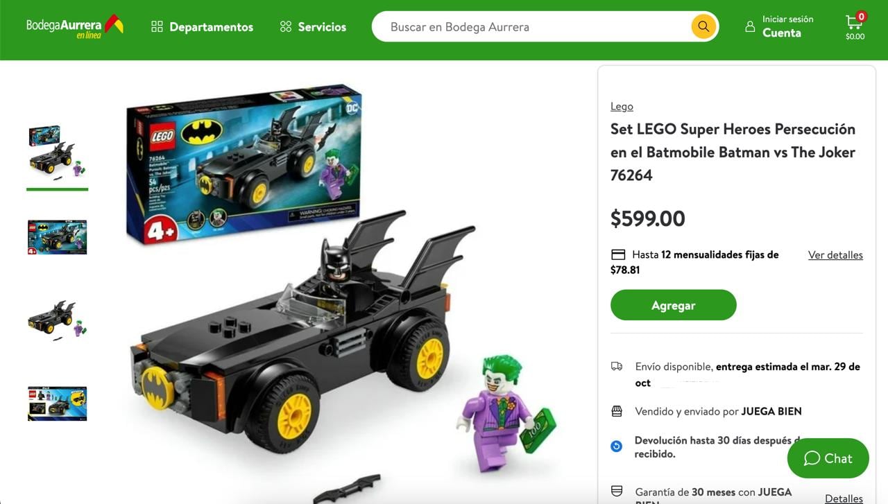 El Set LEGO de Batman de Bodega Aurrerá con el Batimóvil y el Joker