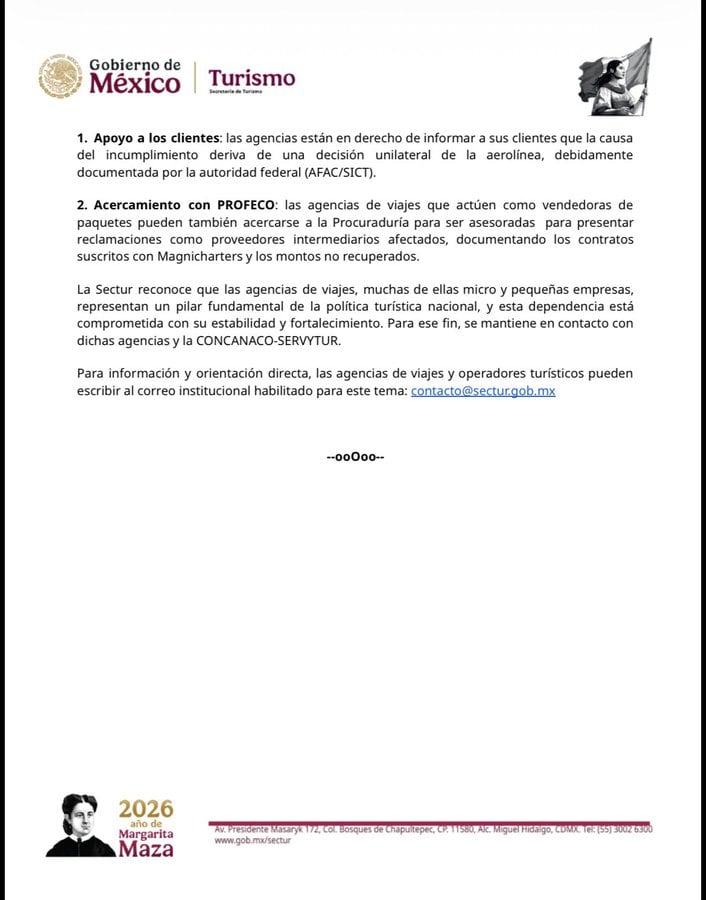 Josefina Rodríguez atiende crisis por suspensión de Magnicharters