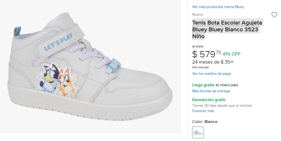 Calzado escolar Price Shoes para niñas y niños de Bluey en Mercado Libre