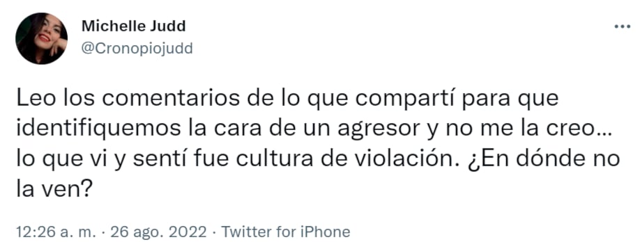 chica que denunció mensaje de violencia machista está sorprendida por las respuestas que obtuvo de su denuncia/captura de pantalla de Twitter