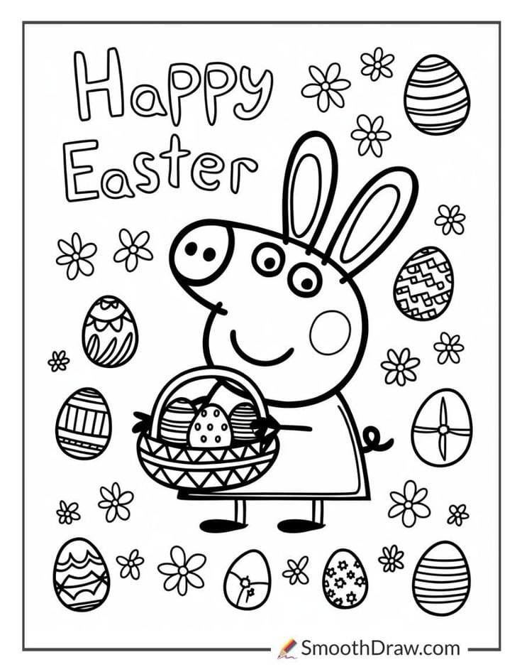 Dibujos de Peppa Pig de Pascua para colorear antes de Semana Santa