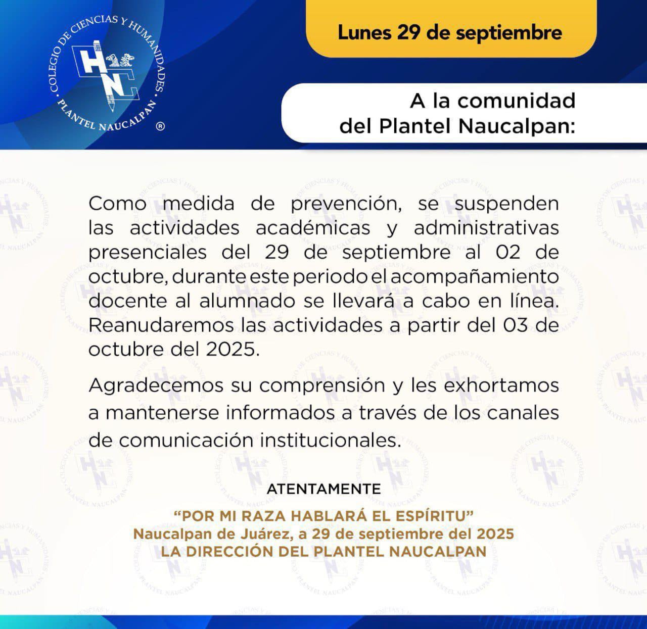 CCH Naucalpan suspende clases ante amenazas en redes