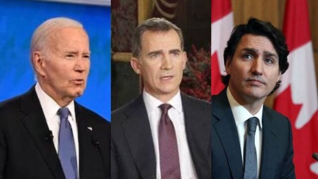 Joe Biden, Felipe VI y Justin Trudeau.