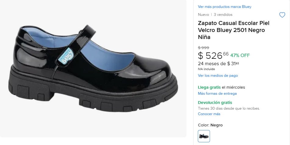 Calzado escolar Price Shoes para niñas y niños de Bluey en Mercado Libre
