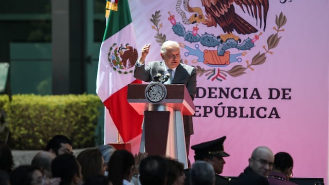 Andrés Manuel López Obrador, presidente de México durante el 86 aniversario de la expropiación petrolera