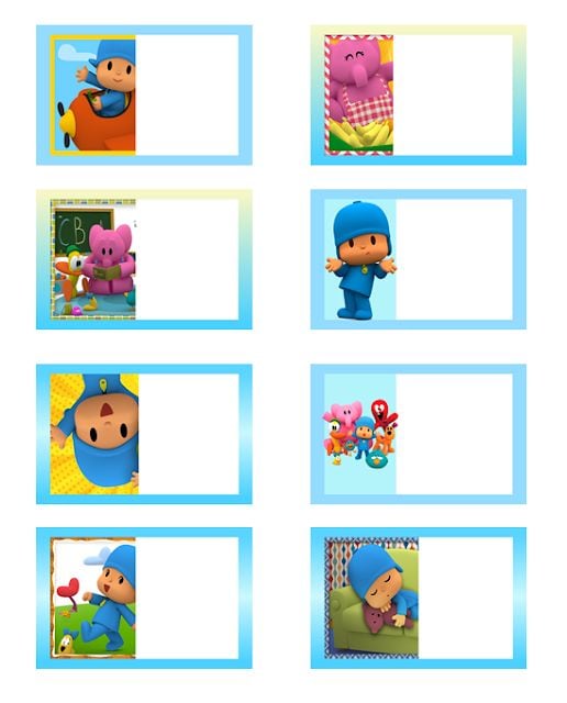 Plantillas de etiquetas escolares de Pocoyó