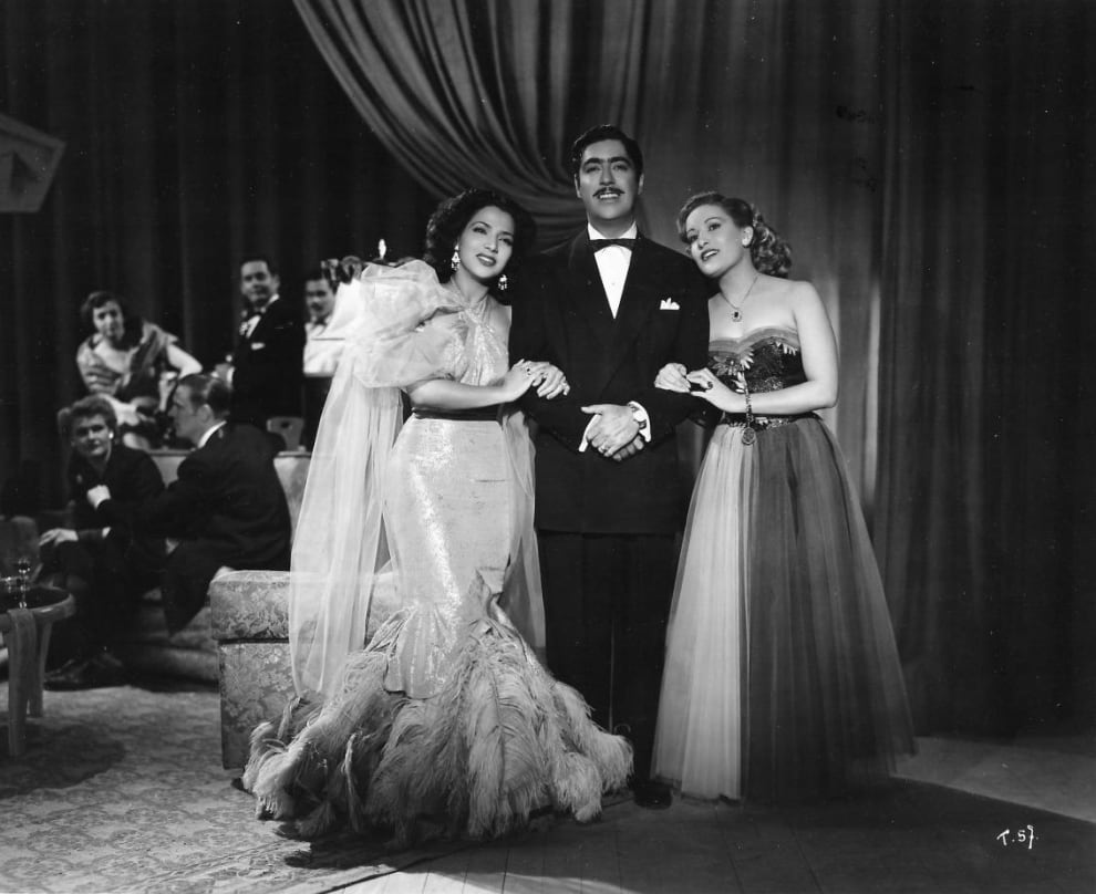 María Victoria, Luis Aguilar y Celia Campos, protagonistas en Del rancho a la televisión, 1953.