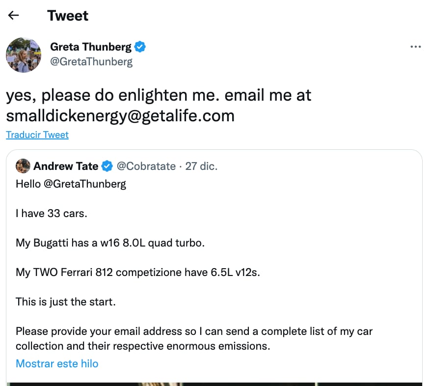 Tuit de Greta Thunberg