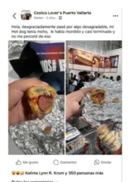 El asqueroso hot dog que le dieron a un cliente en el Costco de Puerto Vallarta