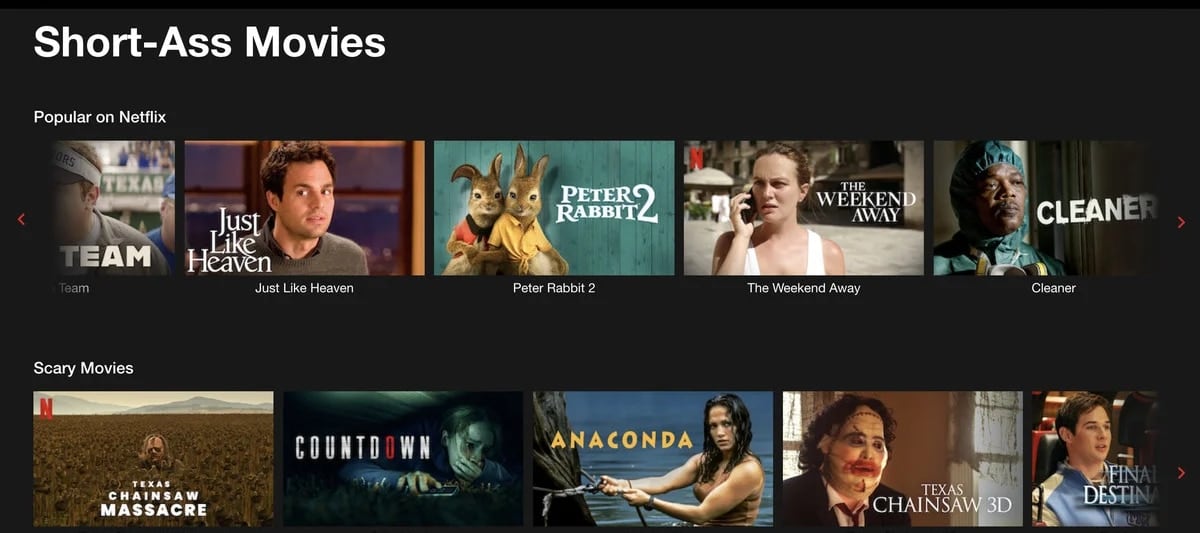 Netflix añade sección de películas cortas