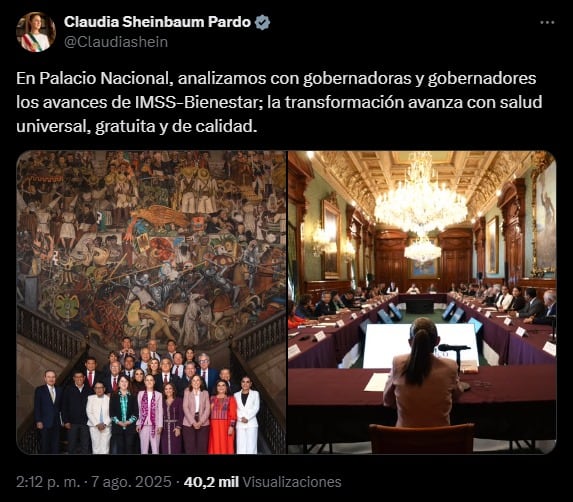 Claudia Sheinbaum y gobernadores de Morena revisan avances de IMSS Bienestar