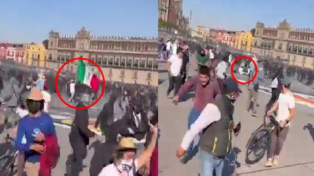 Es real el video del hombre con bandera de México agredido en la marcha de Generación Z