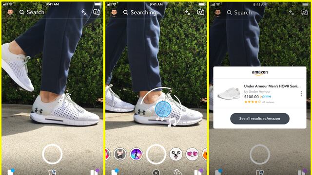 La nueva función 'Búsquedas visuales' de Snapchat.