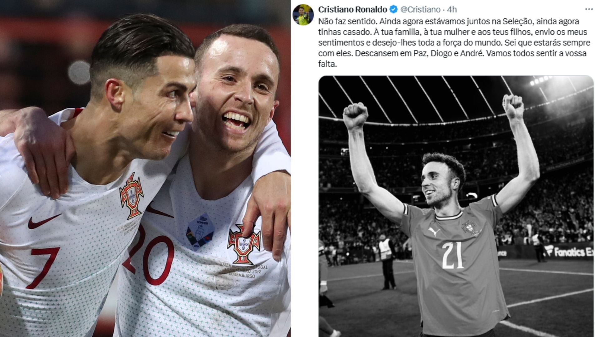 Cristiano Ronaldo se despide de Diogo Jota.