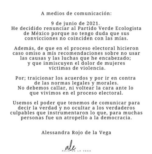 Comunicada de Alessandra Rojo de la Vega