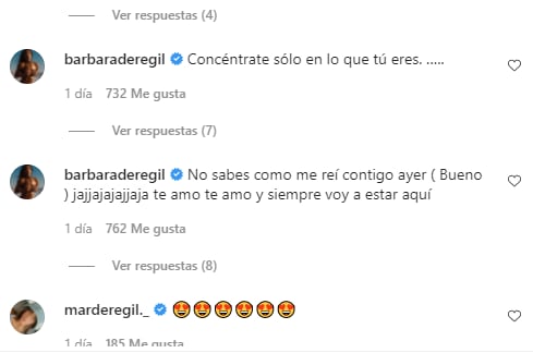 Bárbara de Regil comenta post de Kunno.