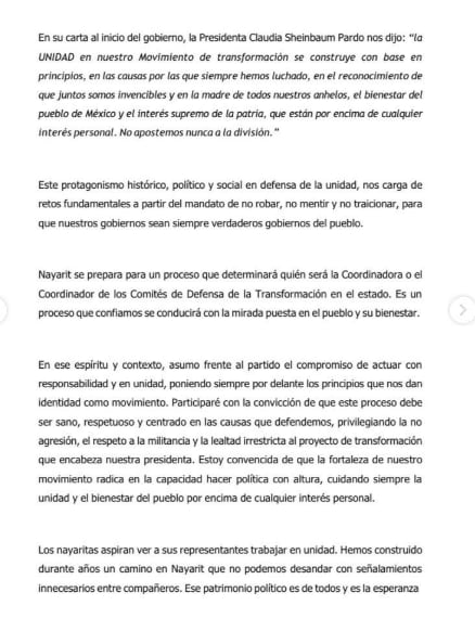 Comunicado de Geraldine Ponce