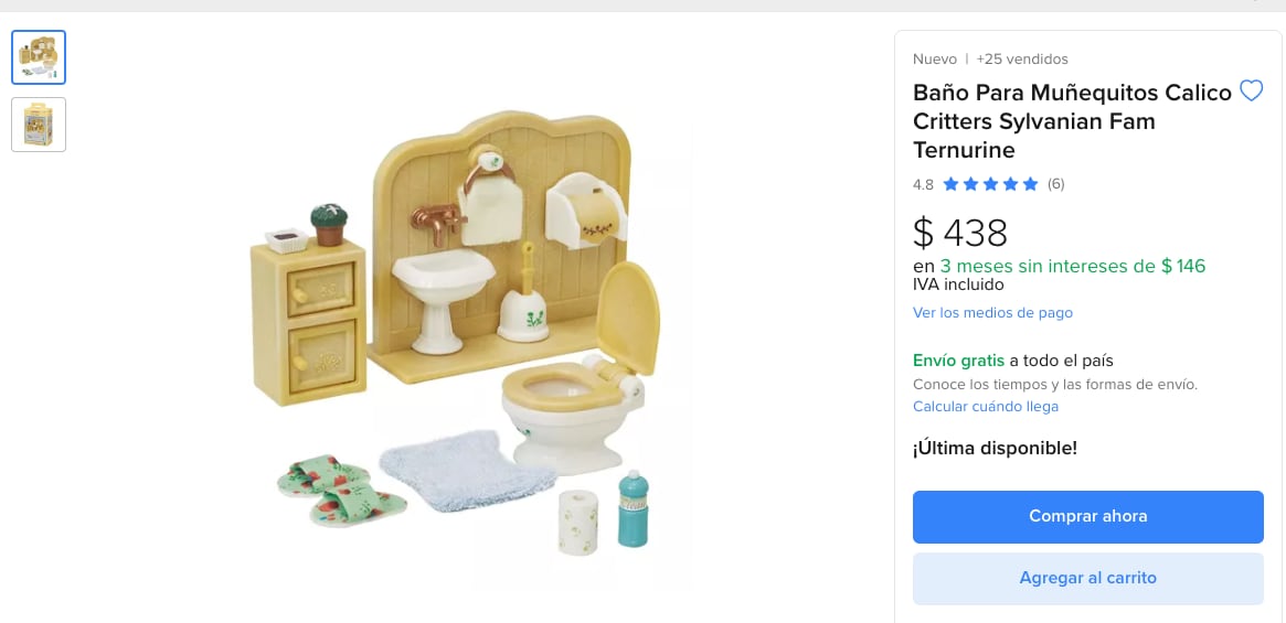 Ternurines de Sylvanian Families en Mercado Libre