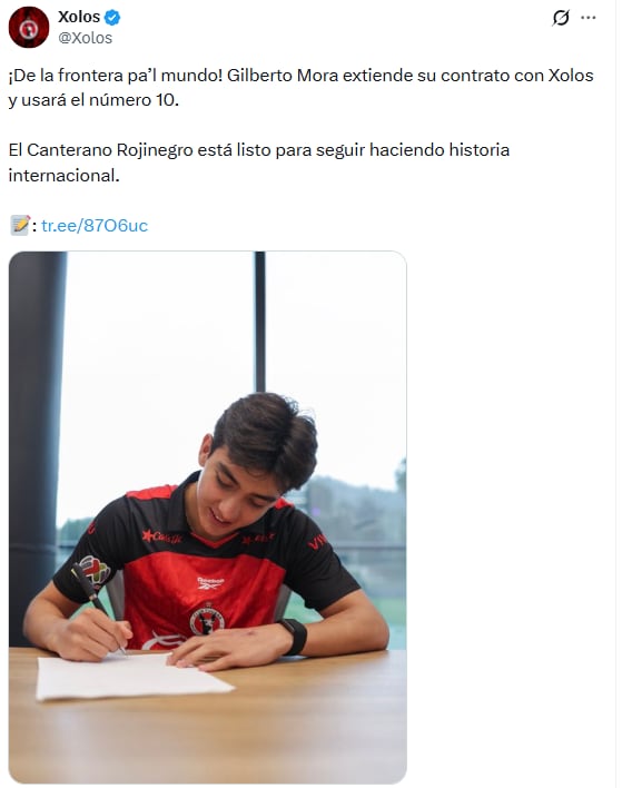Gilberto Mora renueva con Xolos y heredará el número 10.