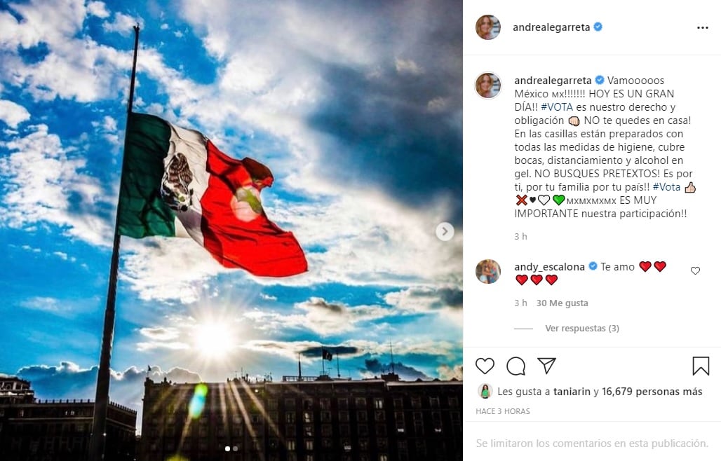 Andrea Legarreta pide votar con medidas Covid-19