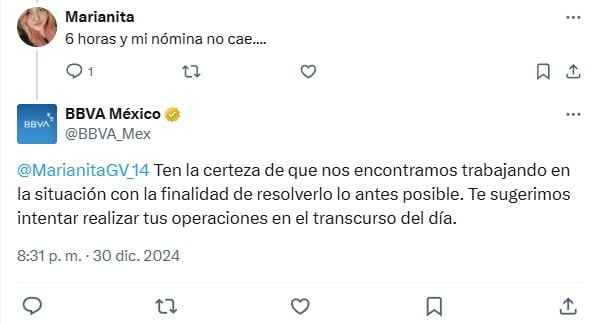 Fallas app BBVA 30 de diciembre 2024