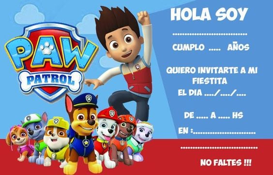 Tarjetas de Paw Patrol de cumpleaños
