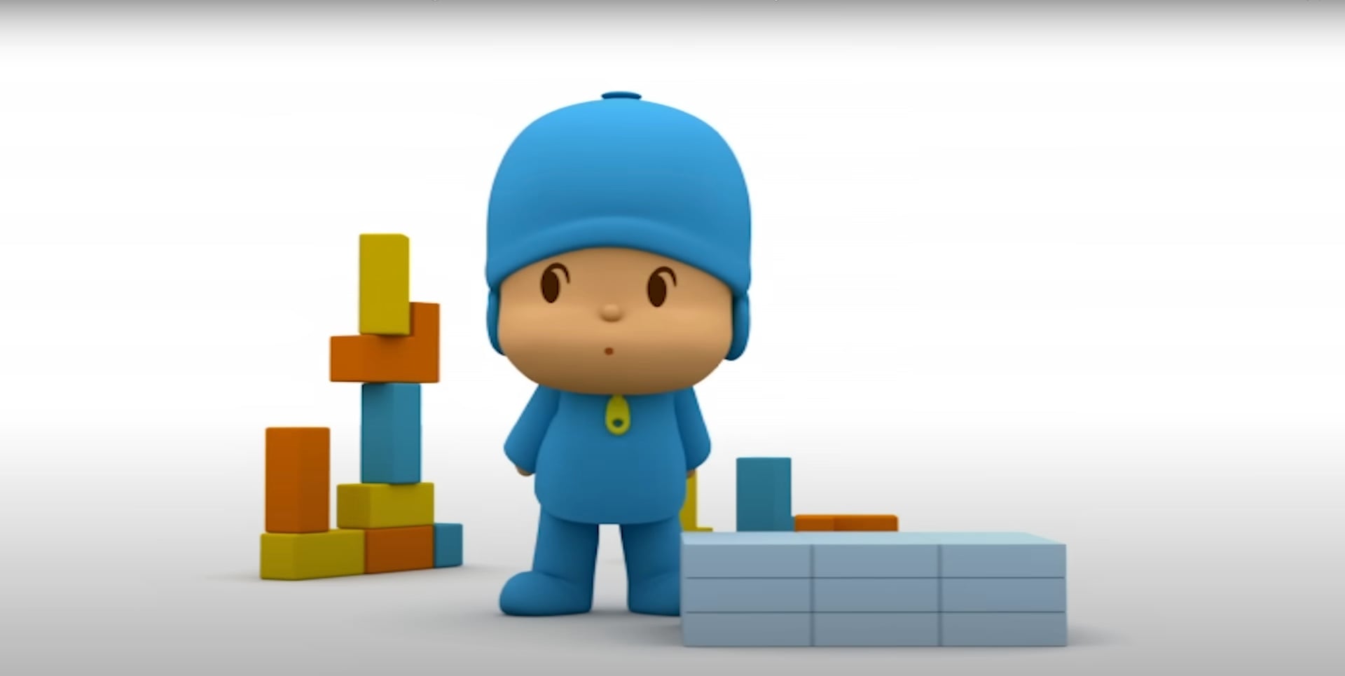 Pocoyó juega con bloques de colores por el Día Internacional del Lego