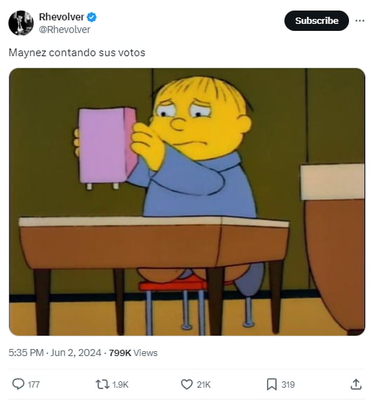 Memes de Jorge Álvarez Máynez y los poquísimos votos a su favor según el PREP 2024