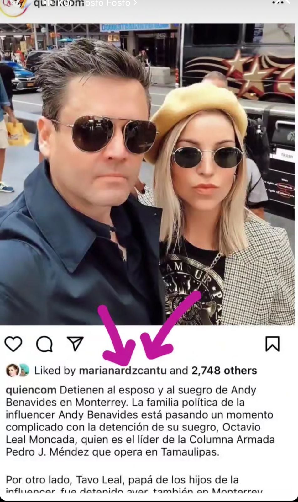 A Mariana Rodríguez le gusta la detención de Octavio ‘Tavo’, esposo de Andy Benavides
