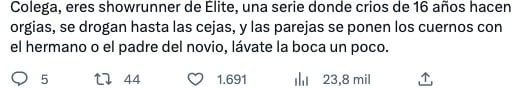 Tras criticas del guionista de Élite a The Last of Us, lo exponen en redes