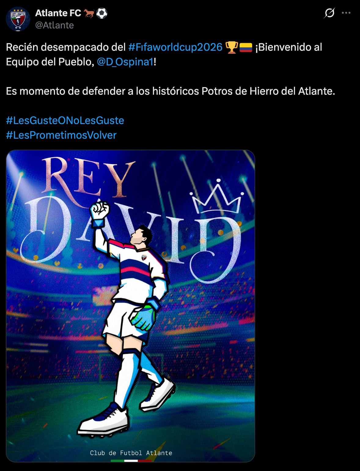 David Ospina es el nuevo portero del Atlante.