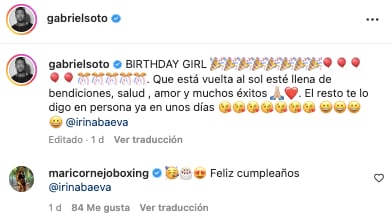 Gabriel Soto felicita a Irina Baeva