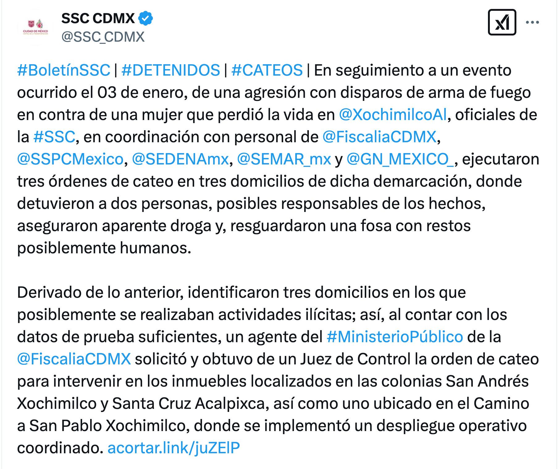Fosa clandestina en Xochimilco