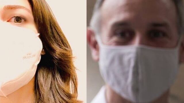 Laisha Wilkins y Hugo López-Gatell con cubrebocas