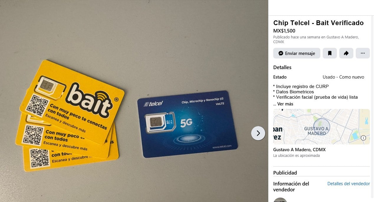 Hasta mil 500 pesos cuestan los chips SIM ya registrados en el padrón de telefonía móvil