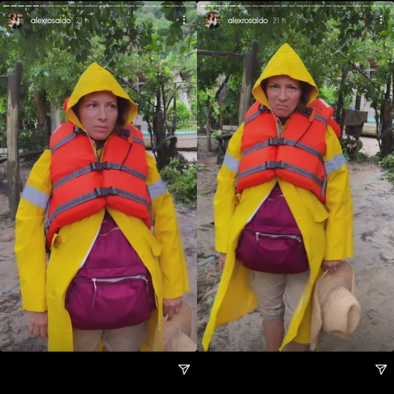 Alessandra Rosaldo es evacuada por el huracán 'Nora'.