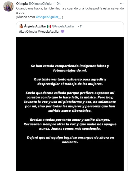 Olimpia Coral Melo, impulsora de la Ley Olimpia, sobre Ángela Aguilar.