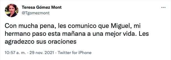 Hermana de Miguel Gómez Mont Urea confirma su muerte